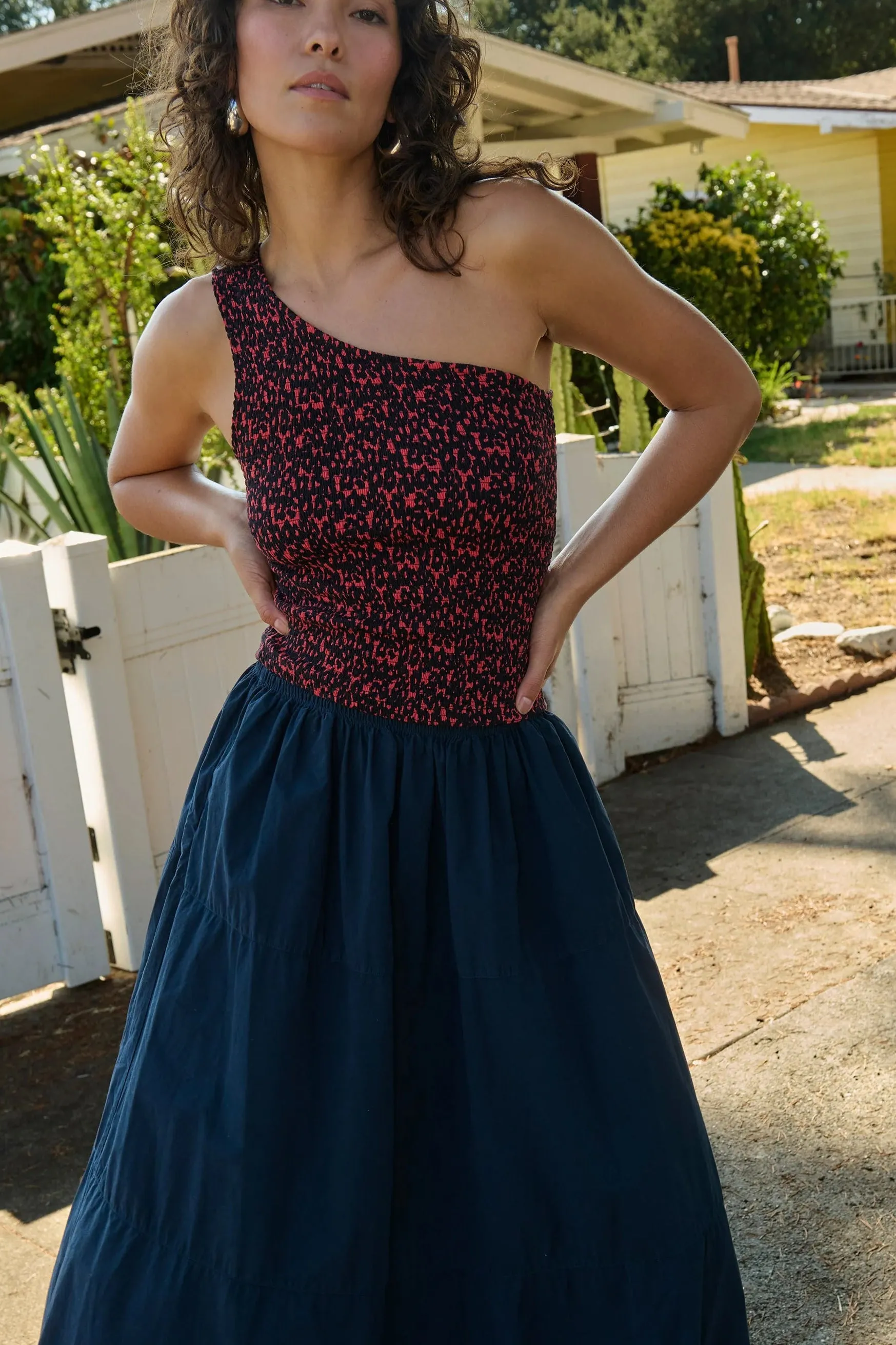 Sunny One Shoulder Tank- Dancing Floral Flora sold by Illie & Co product image thumbnail 2