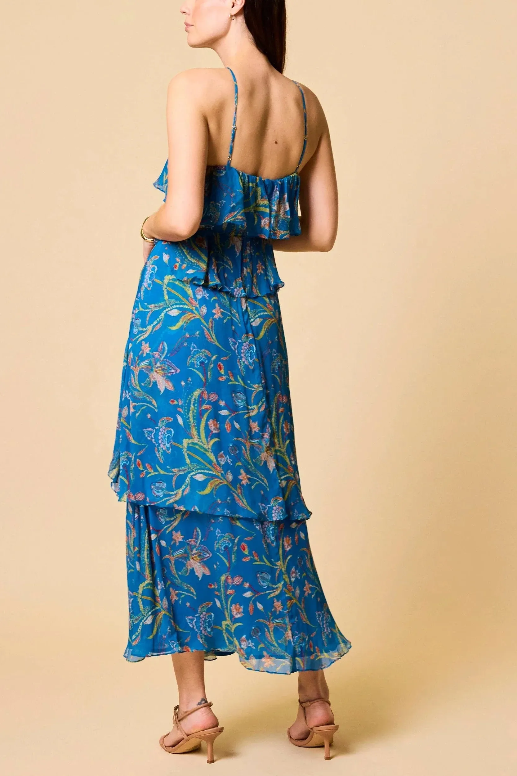 Aphrodite Ankle Dress- Blue Floralbella sold by Illie & Co product image thumbnail 3