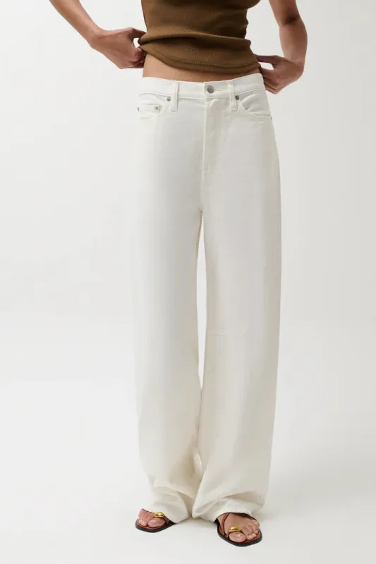 Sydney High Rise Linen Bowed Wide Leg- Egret made by Pistola