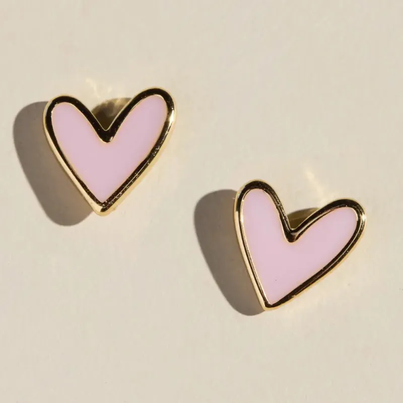 Pink Sweetheart Stud Earrings made by Illie & Co
