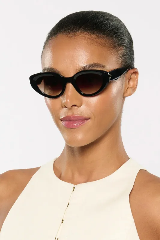Irene Sunglasses- Black + Black and Crystal made by KREWE