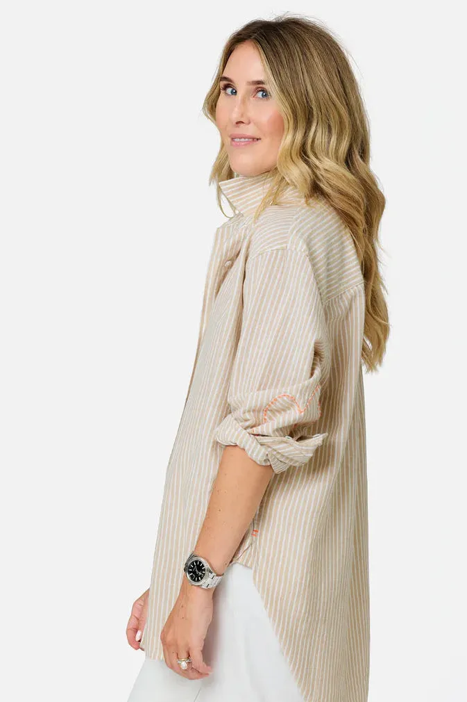 Jack Linen Stripe Shirt- Oak sold by Illie & Co product image thumbnail 3