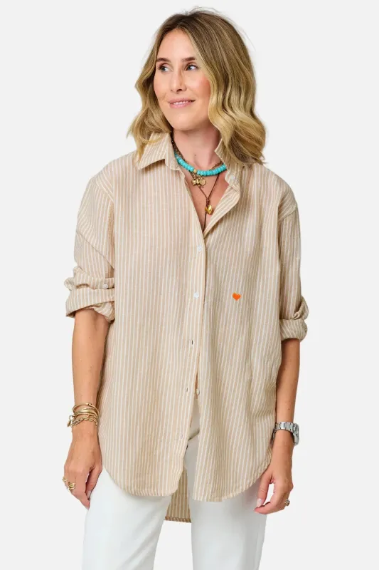 Jack Linen Stripe Shirt- Oak made by Kerri Rosenthal