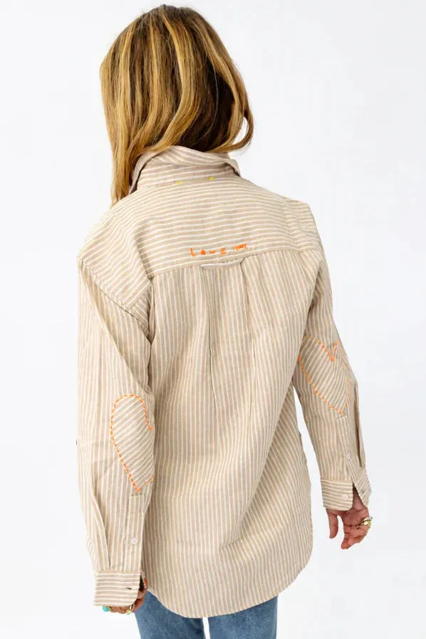 Jack Linen Stripe Shirt- Oak sold by Illie & Co product image thumbnail 4