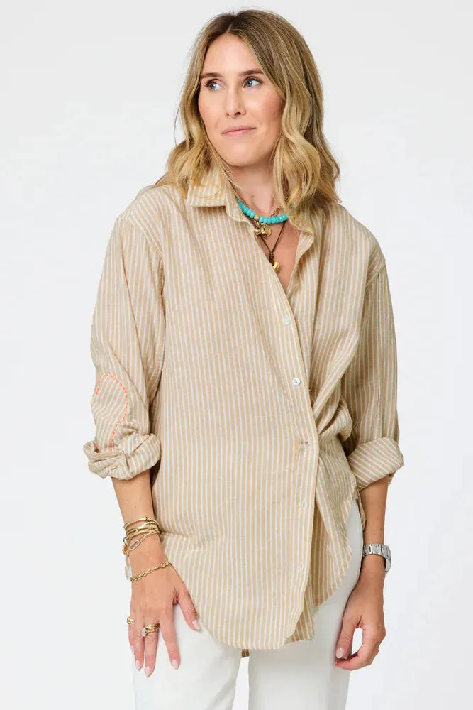 Jack Linen Stripe Shirt- Oak sold by Illie & Co product image thumbnail 2