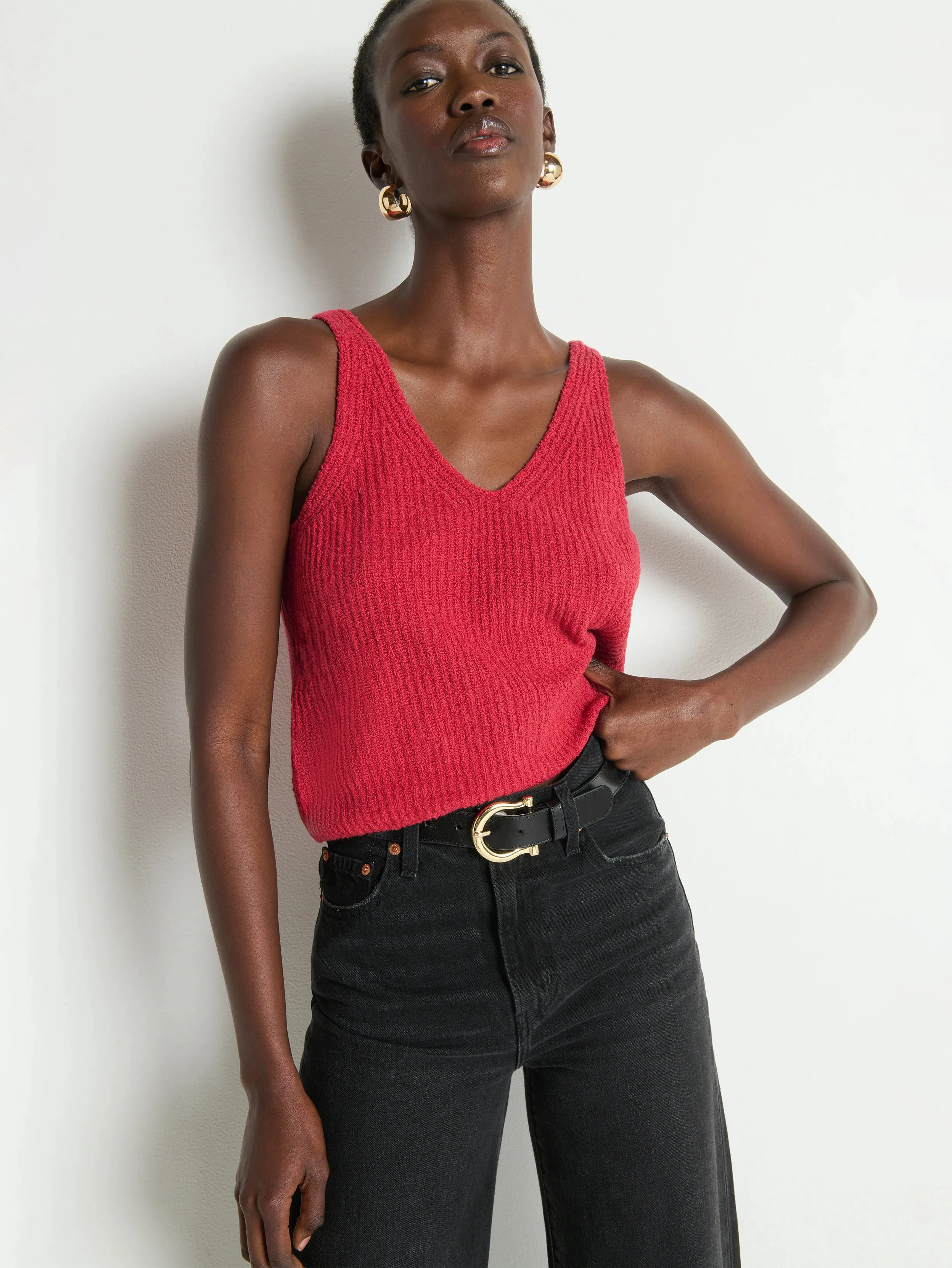 Cece Sweater Tank- Heartbeat Red sold by Illie & Co