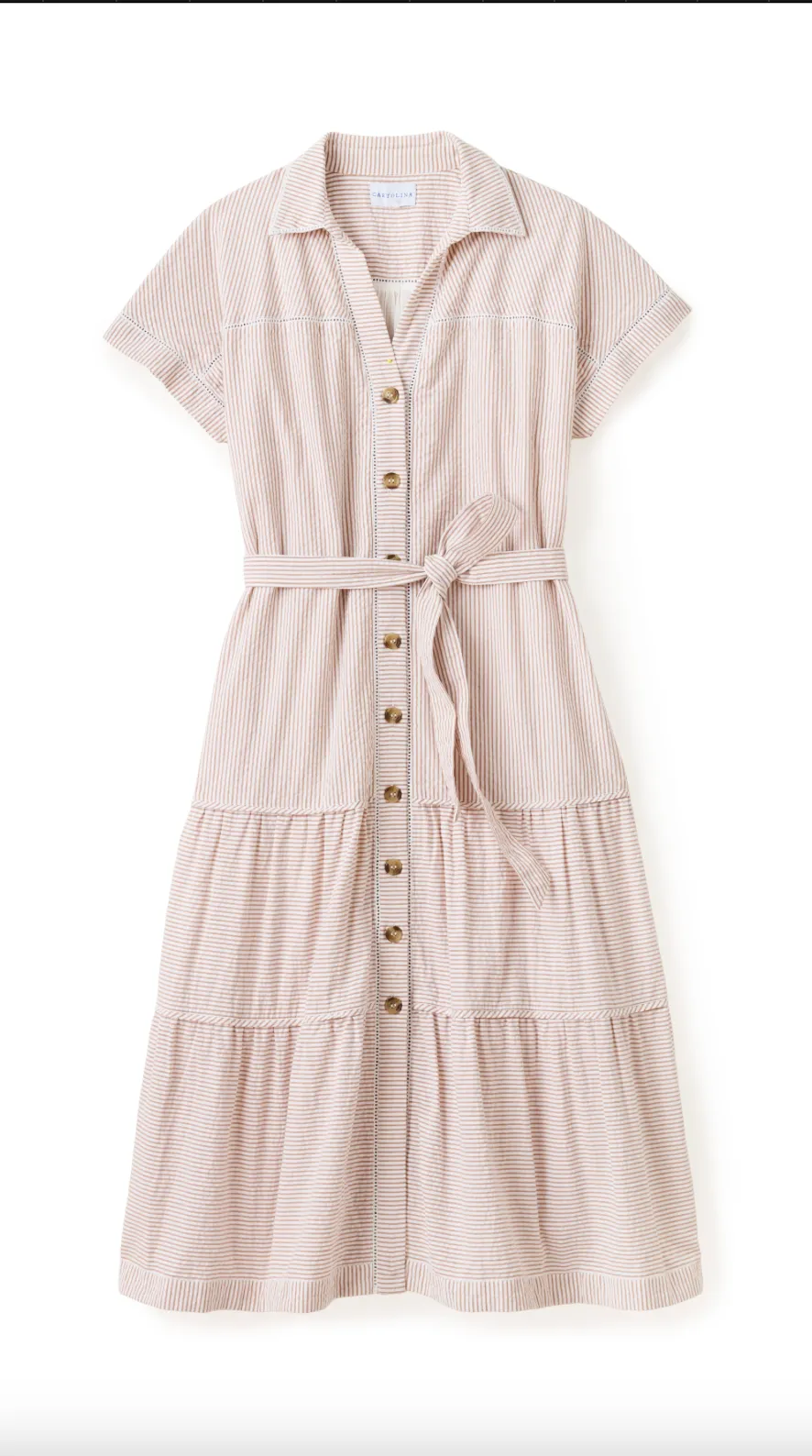 Adriana Shirt Dress- Camel Stripe sold by Illie & Co product image thumbnail 2