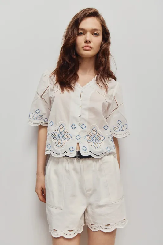 Ariana Eyelet Blouse- Off-White made by MELISSA NEPTON
