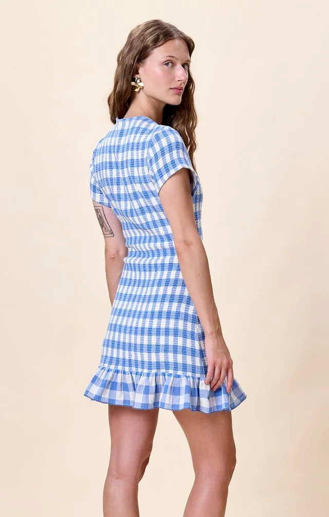 June Mini Dress- Blue Bonnet Gingham sold by Illie & Co product image thumbnail 3