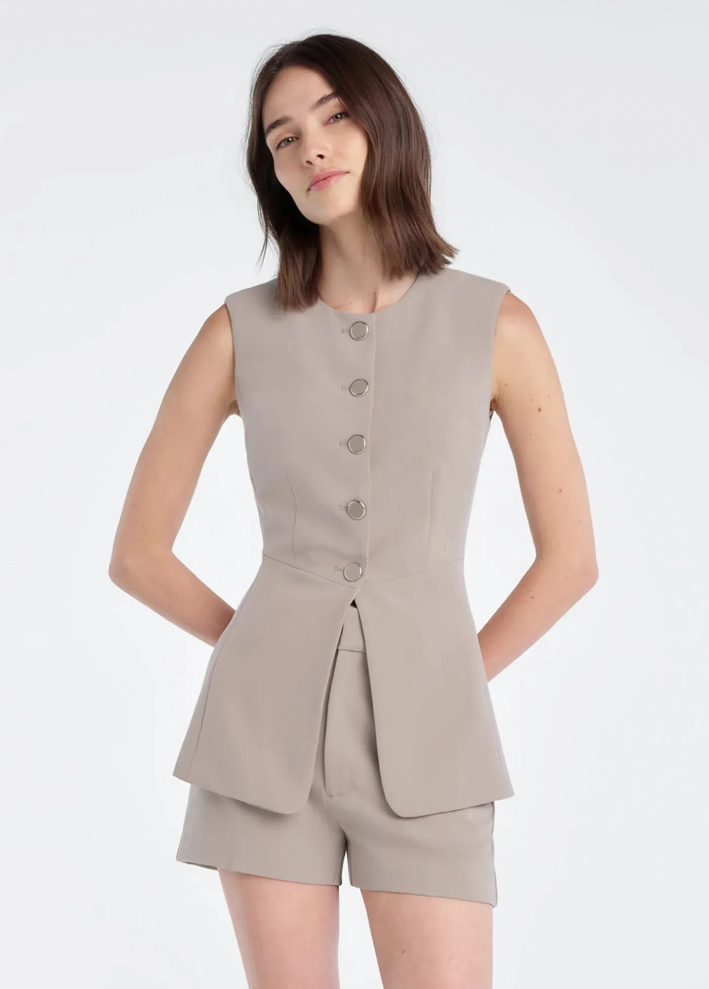 The Clocking In Top- Soft Taupe sold by Illie & Co
