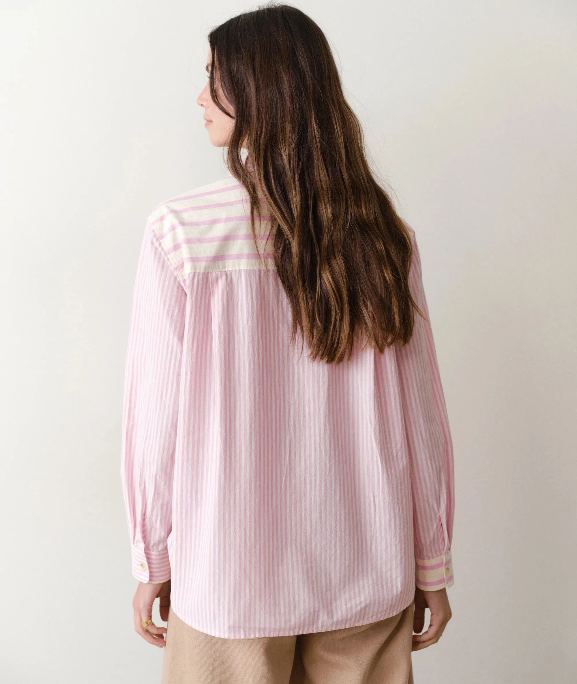 Jane Relaxed Shirt in Cali Poplin- Pink Stripe sold by Illie & Co product image thumbnail 5