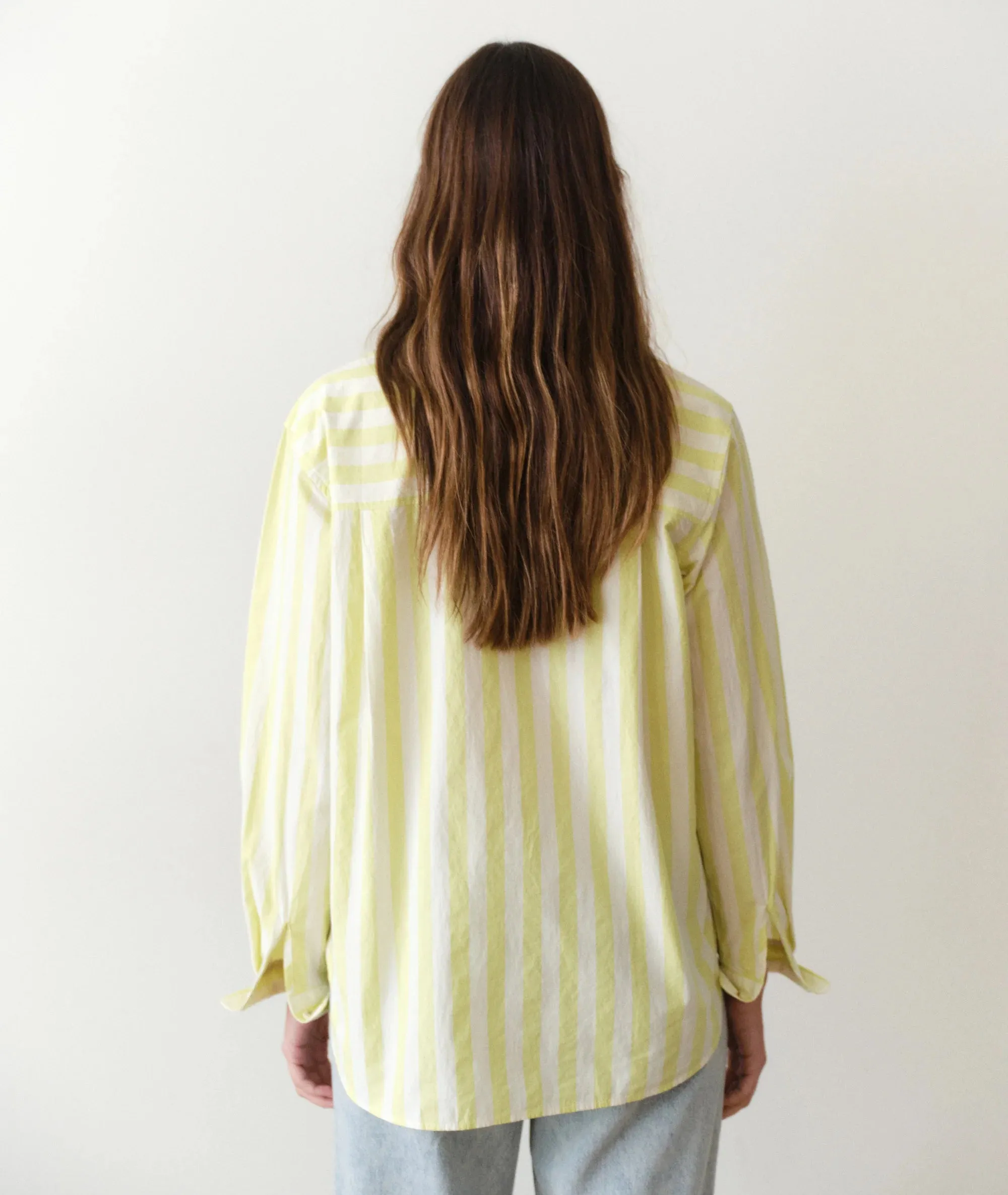 Jane Relaxed Shirt in Cali Poplin- Lime Stripe sold by Illie & Co product image thumbnail 3