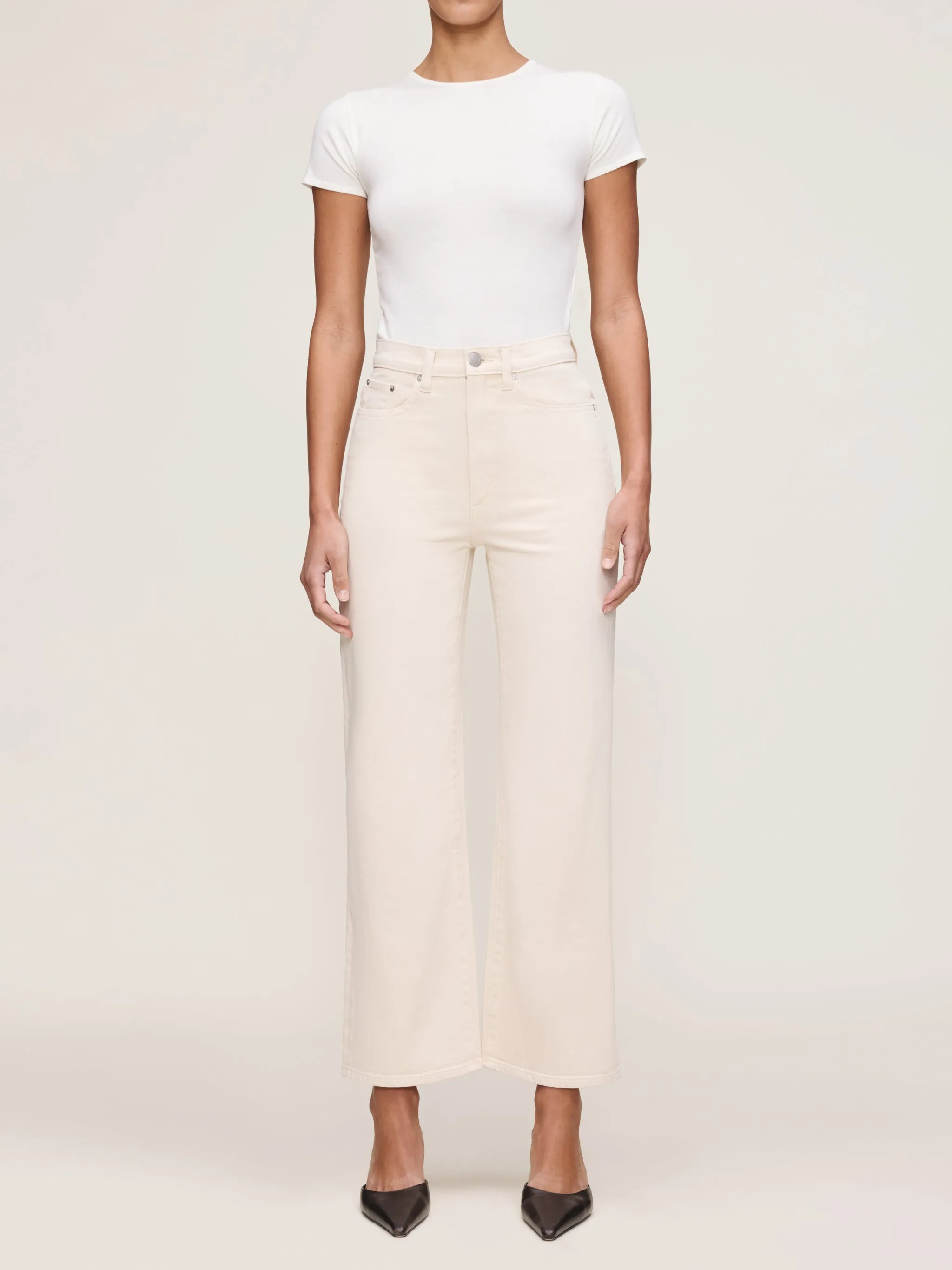 Karmine Refined High Rise Wide Leg- Flax sold by Illie & Co