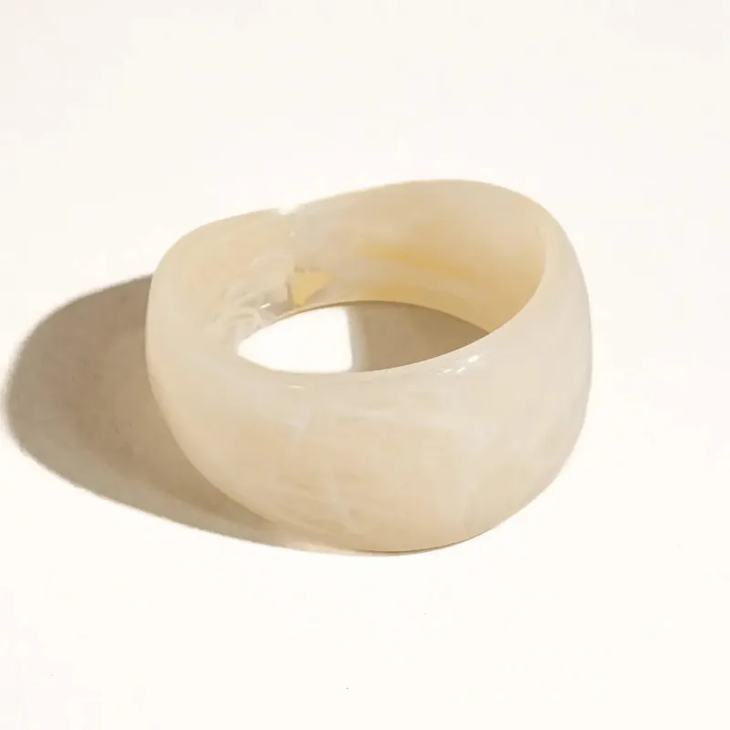 Caelia Statement Resin Bangle- White made by Illie & Co