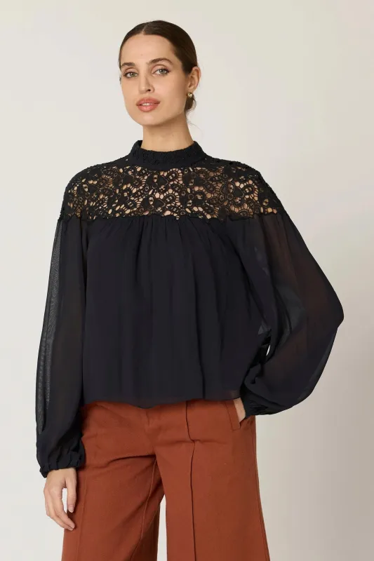 Eloise Blouse- Black made by Cleobella