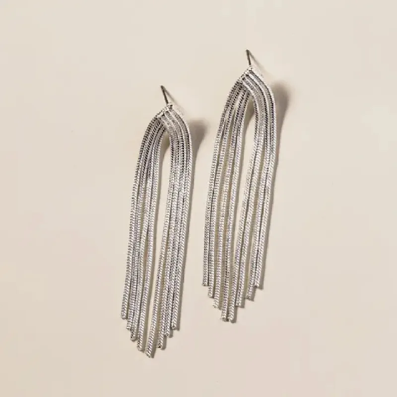 Silver Waterfall Chain Earrings made by Illie & Co