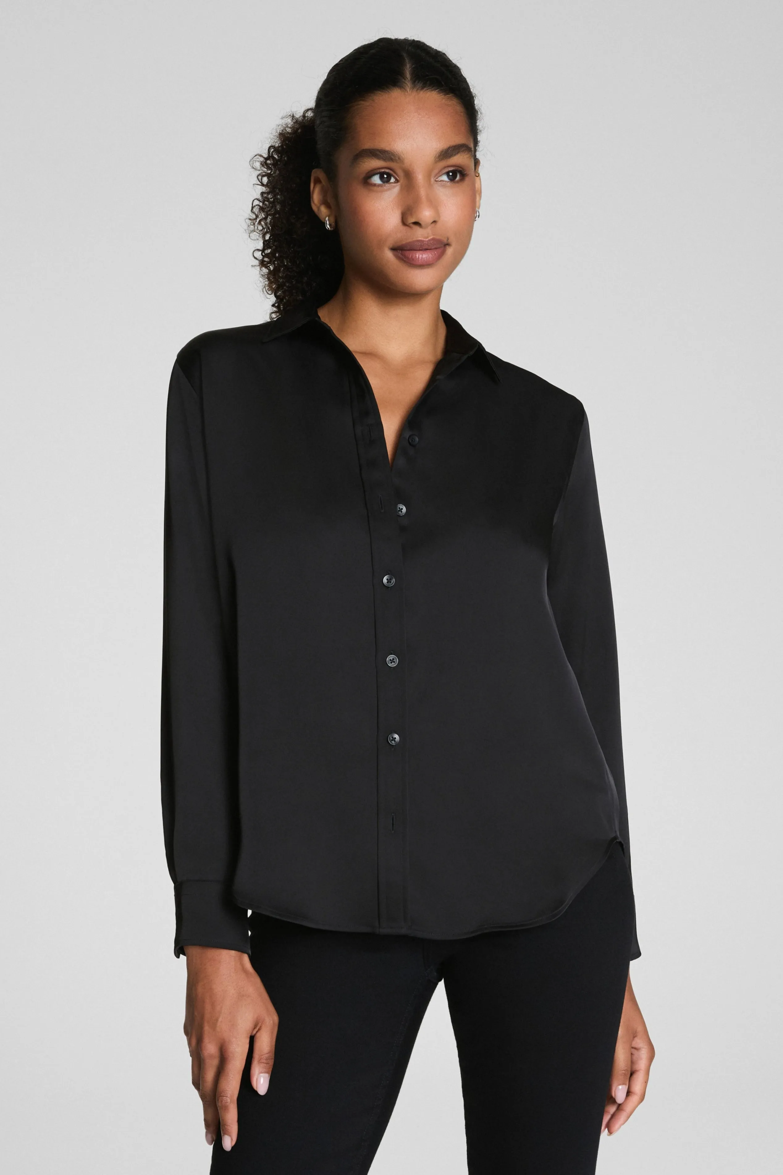 Better Than Silk Button-Down- Black sold by Illie & Co