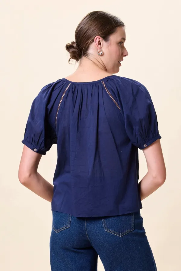 Adeline Blouse- Navy Embroidered sold by Illie & Co product image thumbnail 2