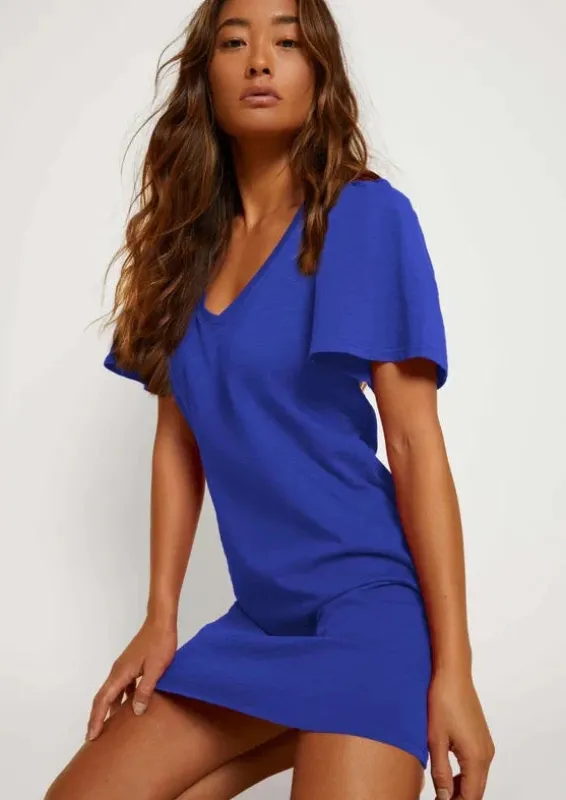 Mallory Flutter Sleeve Dress- Cobalt Blue **Final Sale** made by Nation LTD