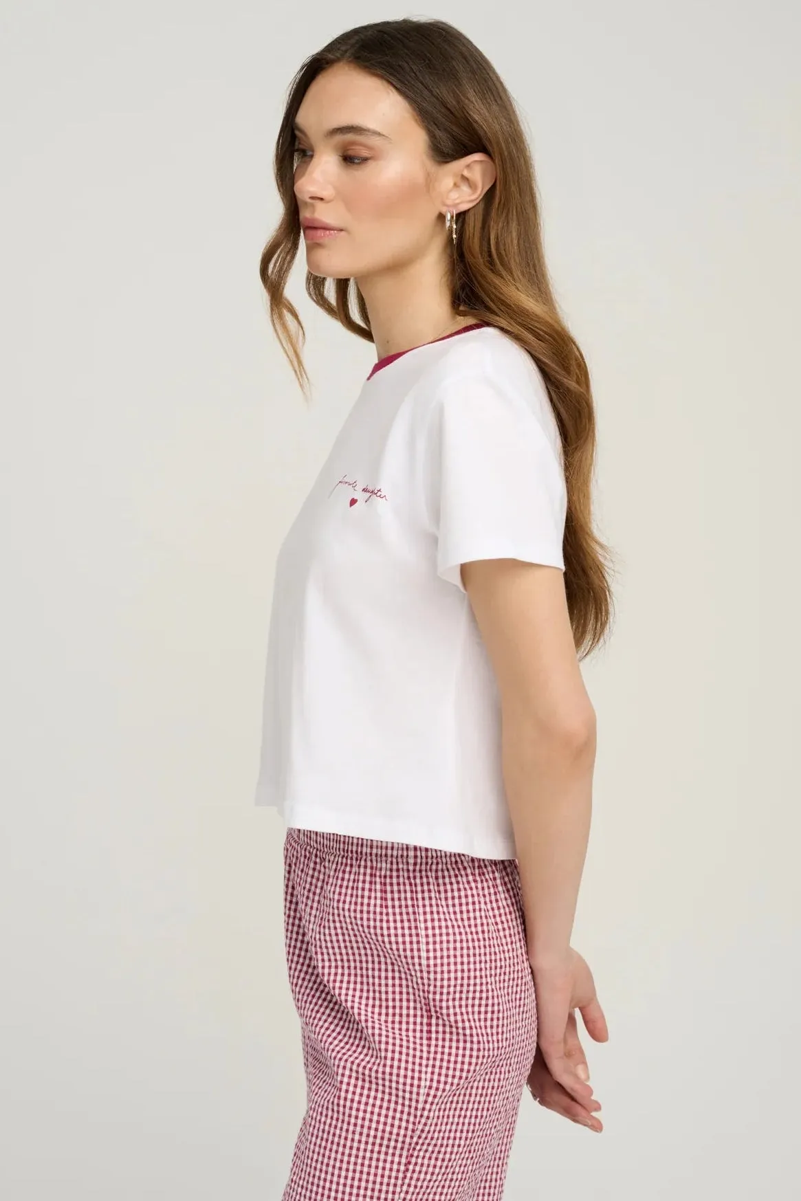 The Cropped Signature Chest Logo Tee- Off White Raspberry sold by Illie & Co product image thumbnail 3