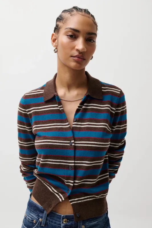 Lyvia Long Sleeve Merino Polo Cardigan made by Pistola