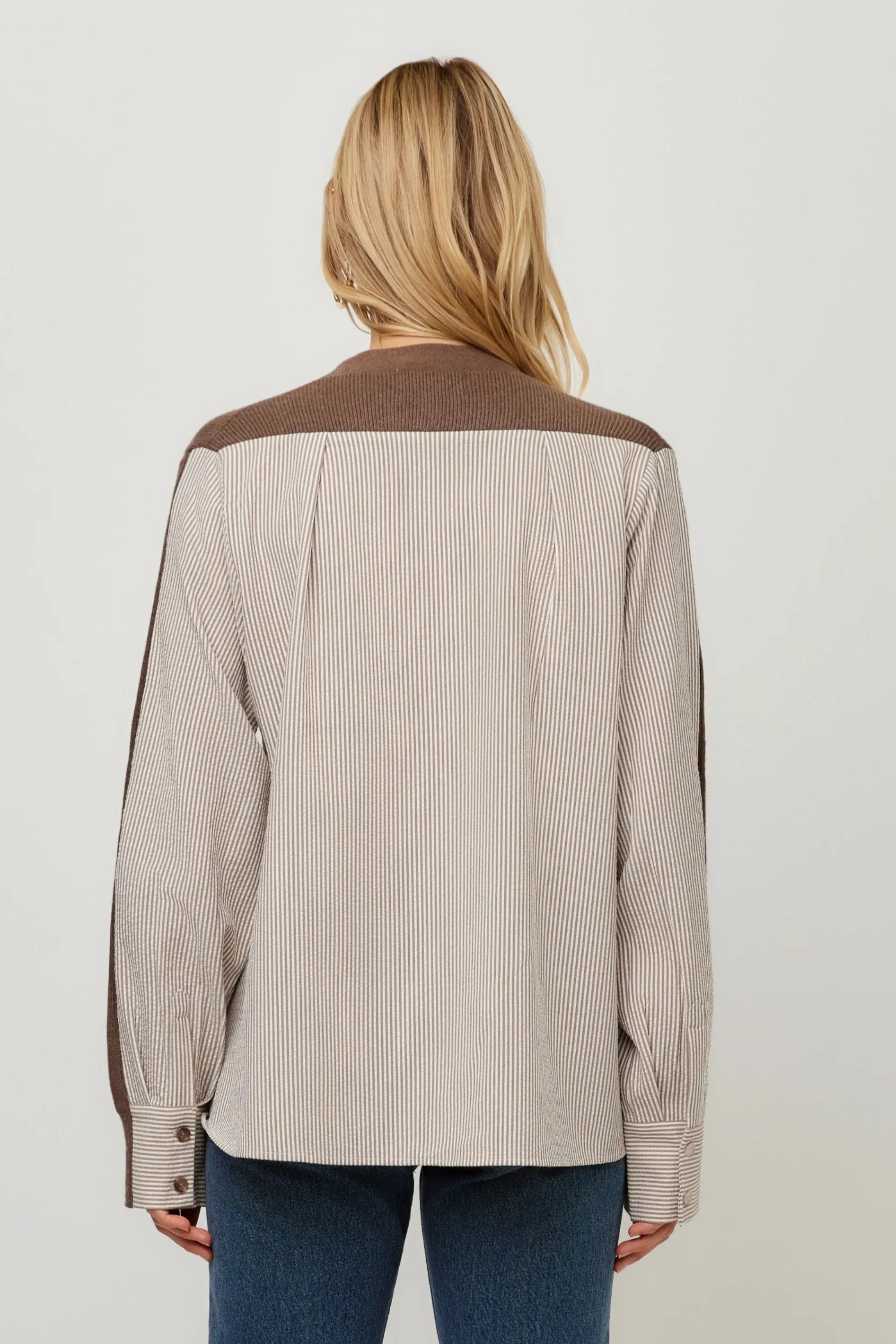 Celine Mixed Media Cardigan in Wood sold by Illie & Co product image thumbnail 3