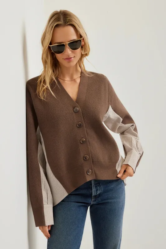 Celine Mixed Media Cardigan- Wood made by Fifteen Twenty