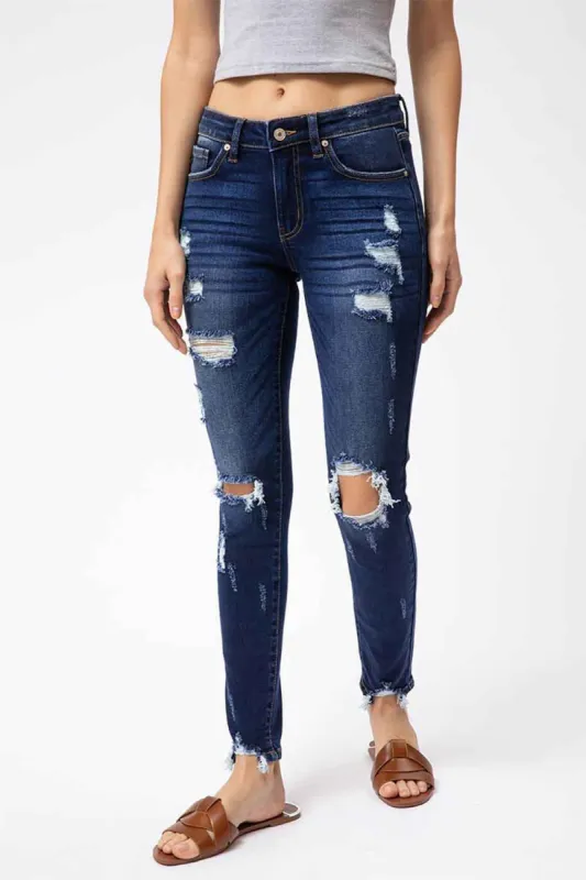 KanCan Cora Mid Rise Distressed Skinny Jeans for Women | KC5055KD made by Glik’s