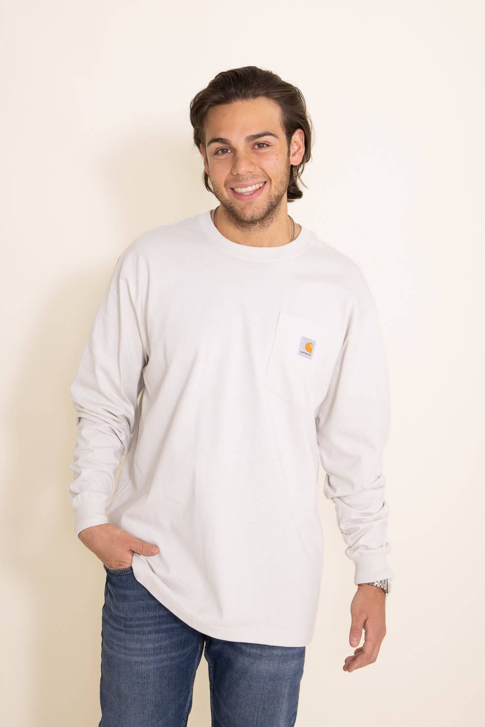 Carhartt Long Sleeve Loose Fit Pocket Tee for Men in White | 105584-W03 MALT sold by Glik’s product image thumbnail 3