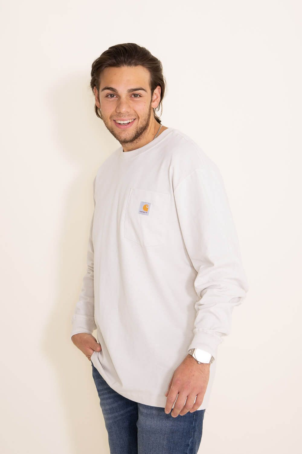 Carhartt Long Sleeve Loose Fit Pocket Tee for Men in White | 105584-W03 MALT sold by Glik’s product image thumbnail 2