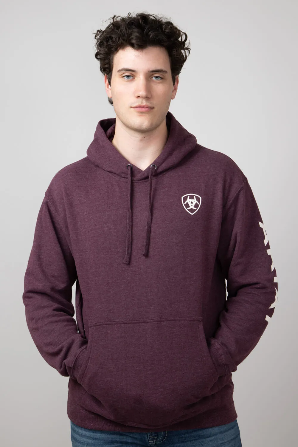 Ariat Logo Hoodie for Men in Malbec Heather | 10052768-MALBEC sold by Glik’s
