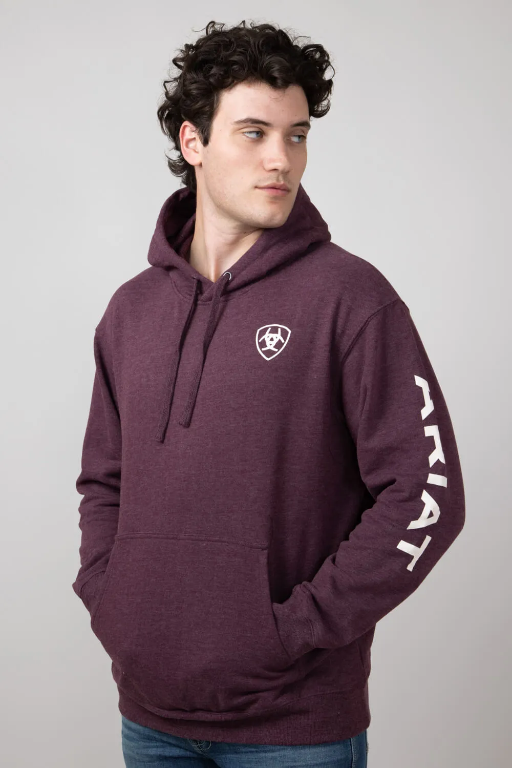 Ariat Logo Hoodie for Men in Malbec Heather | 10052768-MALBEC sold by Glik’s product image thumbnail 3