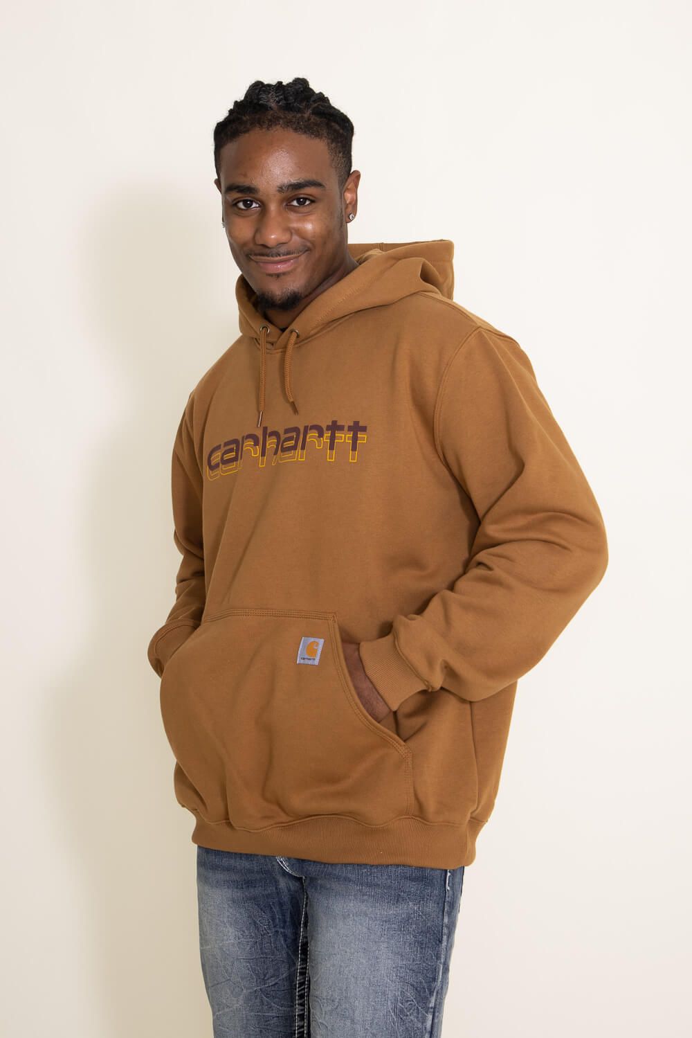 Carhartt Rain Defender Midweight Logo Hoodie for Men in Brown | 105679-BRN BROWN sold by Glik’s product image thumbnail 4