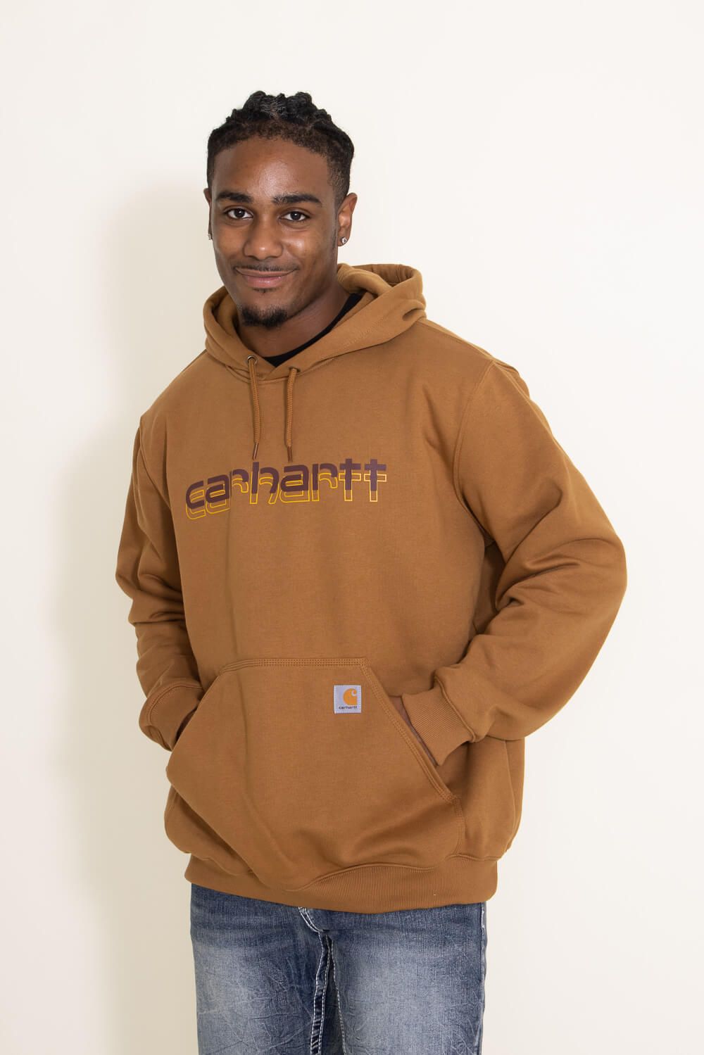 Carhartt Rain Defender Midweight Logo Hoodie for Men in Brown | 105679-BRN BROWN sold by Glik’s product image thumbnail 3