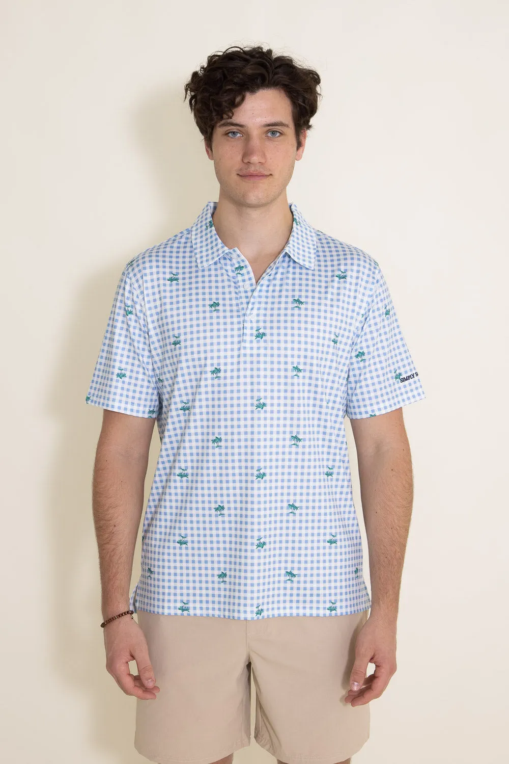 Simply Southern Palm Tree Polo Shirt for Men in Light Blue | PP-0123-MN-PATTERN-POLO-PALM sold by Glik’s product image thumbnail 2