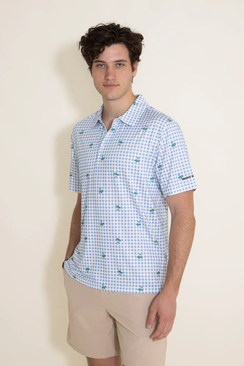 Simply Southern Palm Tree Polo Shirt for Men in Light Blue | PP-0123-MN-PATTERN-POLO-PALM sold by Glik’s product image thumbnail 5