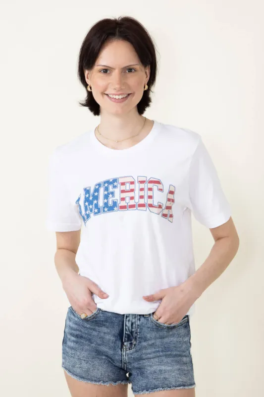 America Graphic T-Shirt for Women in White | 10799X-TS-WHITE sold by Glik’s