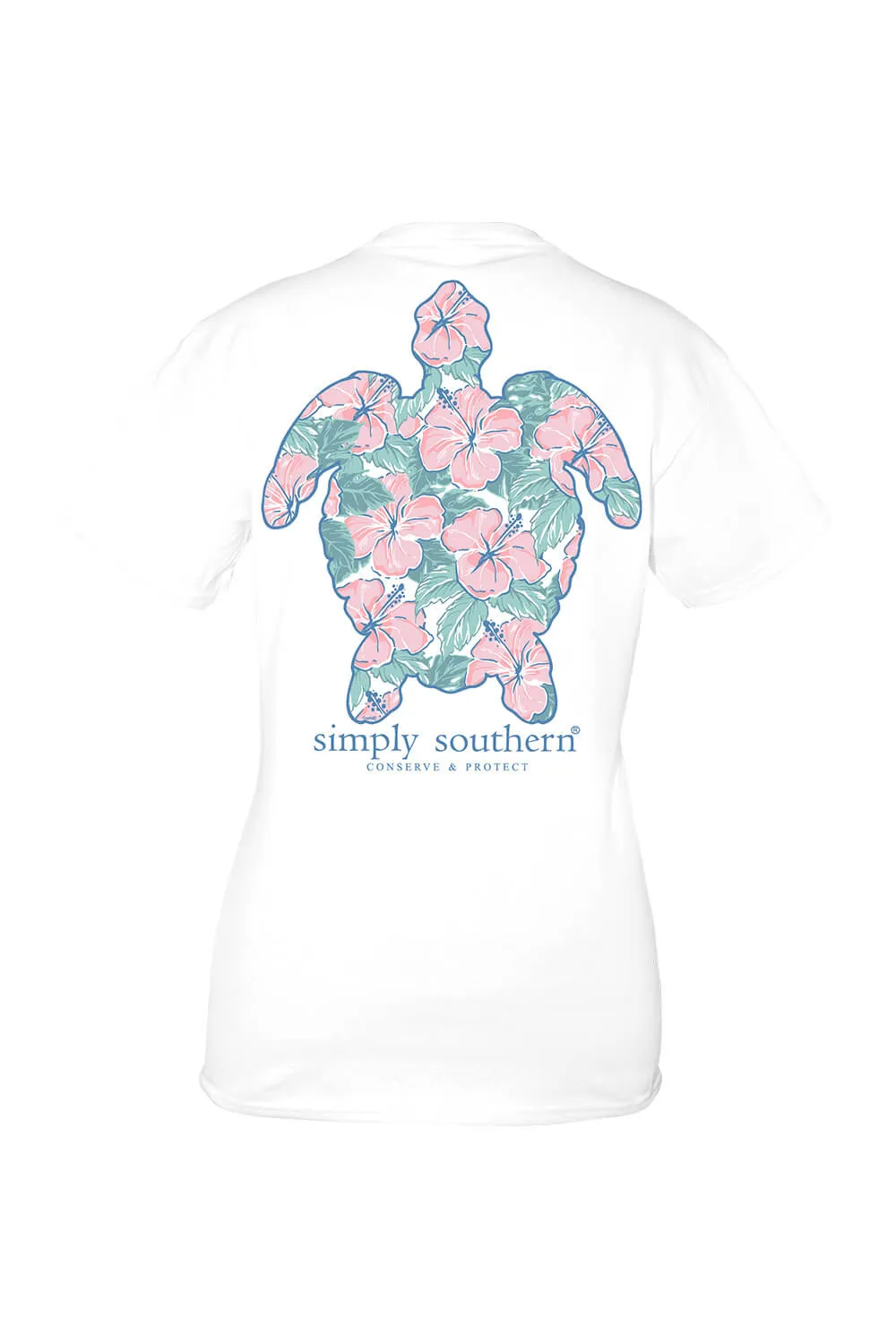 Simply Southern Plus Size Tracking Hibiscus Turtle T-Shirt for Women in White | EXT-TRACK-SS-TROPIC-WHITE sold by Glik’s