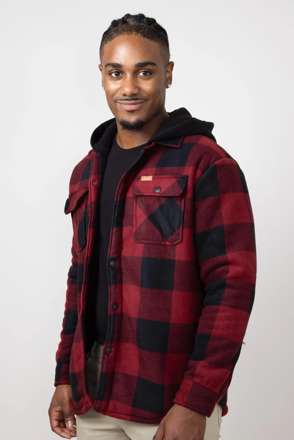 Polar Hooded Shirt Jacket for Men in Cabernet | MTJ05052F4-CABERNET sold by Glik’s product image thumbnail 3