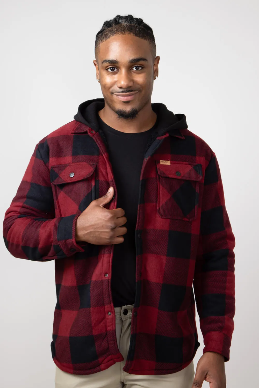 Polar Hooded Shirt Jacket for Men in Cabernet | MTJ05052F4-CABERNET sold by Glik’s