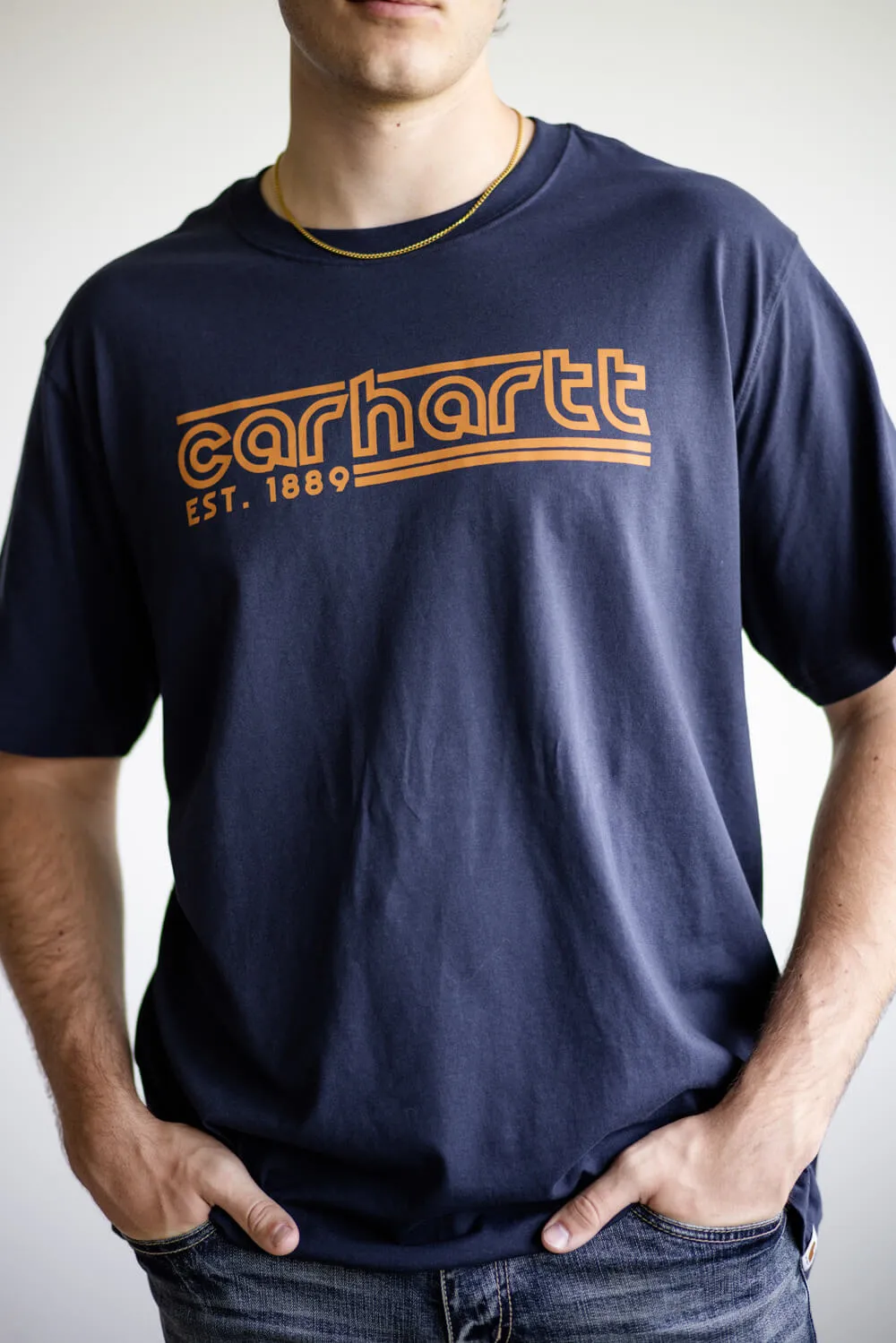 Carhartt Relaxed Fit Lightweight Logo Graphic T-Shirt for Men in Navy | 106538-I26-NVY sold by Glik’s
