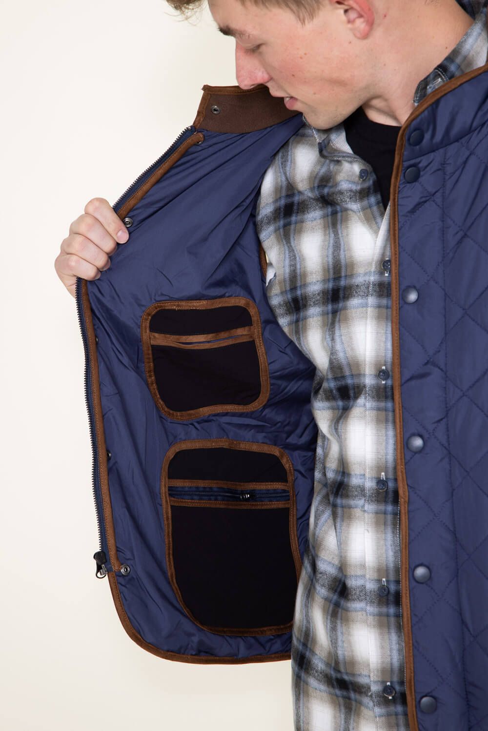 Quilted Field Vest for Men in Indigo Blue | 9028-INDIGO sold by Glik’s product image thumbnail 3