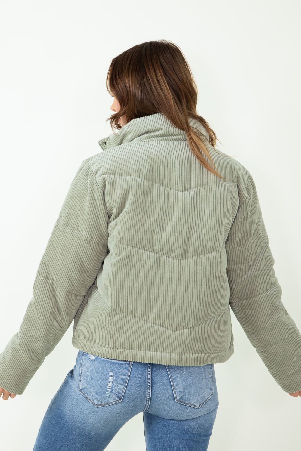 Love Tree Corduroy Puffer Jacket for Women in Green | 80151JH-MOSS sold by Glik’s product image thumbnail 3