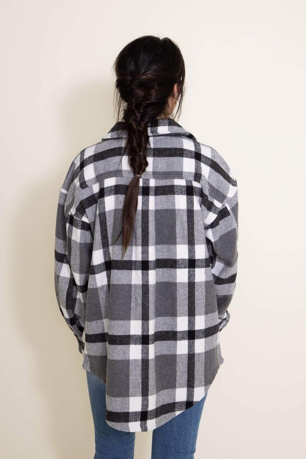 Plaid Shacket for Women in Grey | SHKTPLD-PLAIDGREY sold by Glik’s product image thumbnail 3