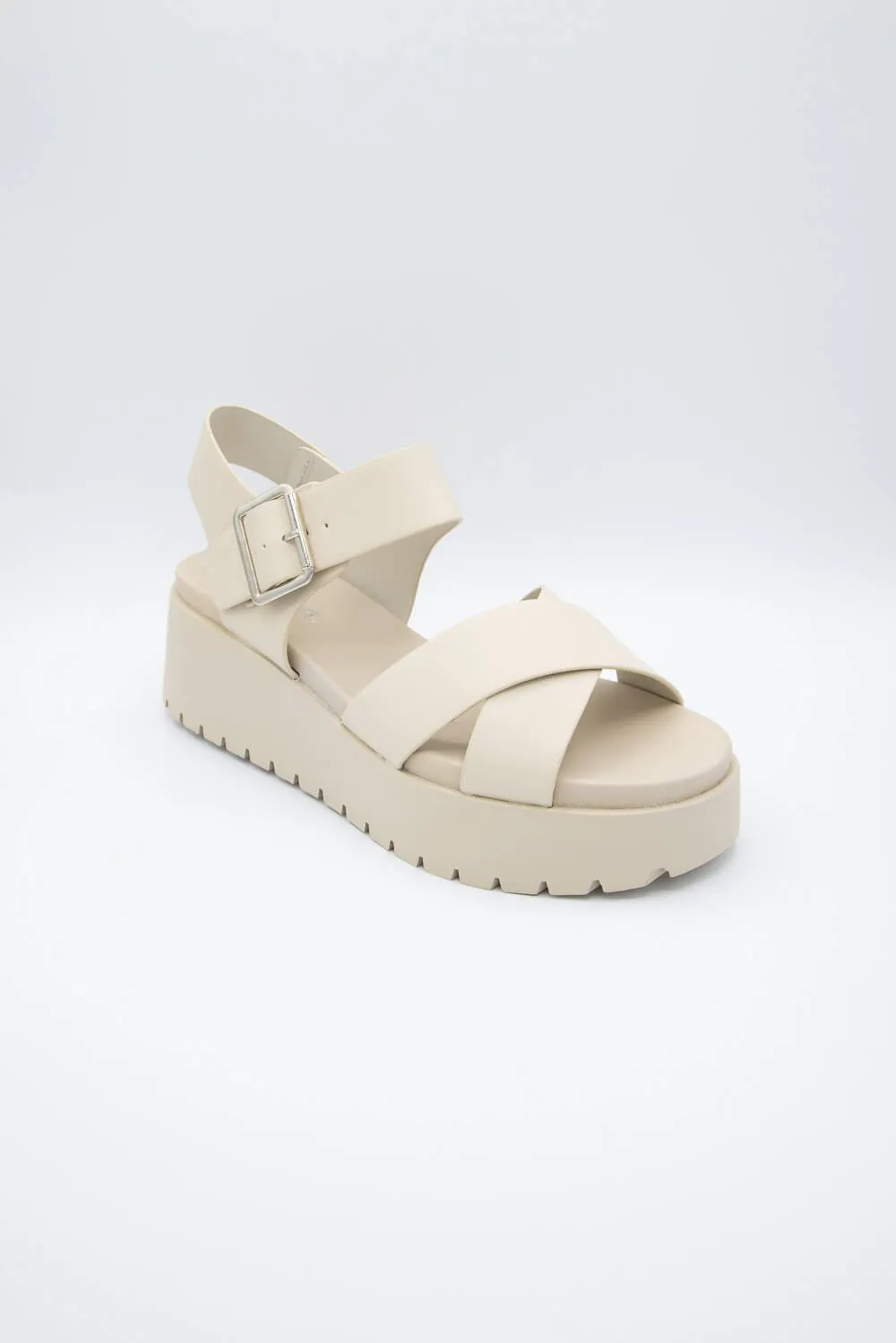 Soda Alyssa Lug Wedge Sandals for Women in Bone | ALYSSA-S DK BONE sold by Glik’s