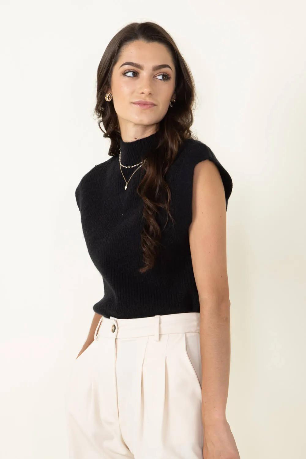 Mock Neck Sweater Vest for Women in Black | MT1546-BLACK sold by Glik’s product image thumbnail 4