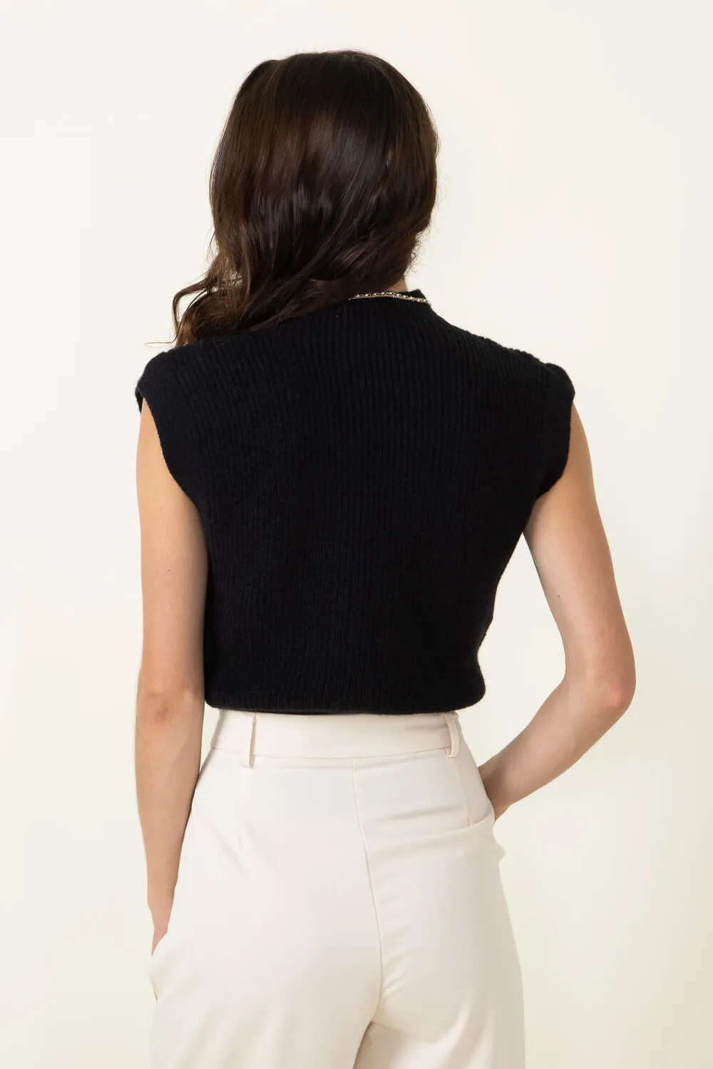 Mock Neck Sweater Vest for Women in Black | MT1546-BLACK sold by Glik’s product image thumbnail 2
