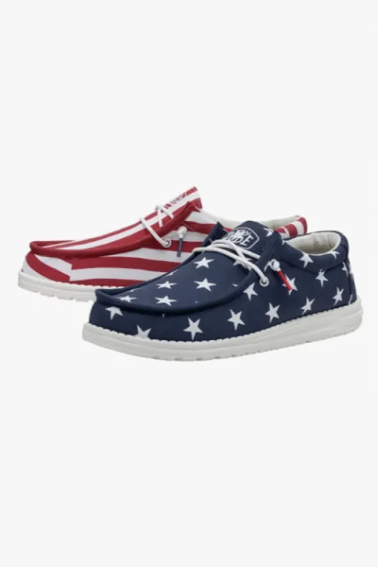 HEYDUDE Men’s Wally Patriotic Shoes in American Flag | 40001-9CW sold by Glik’s