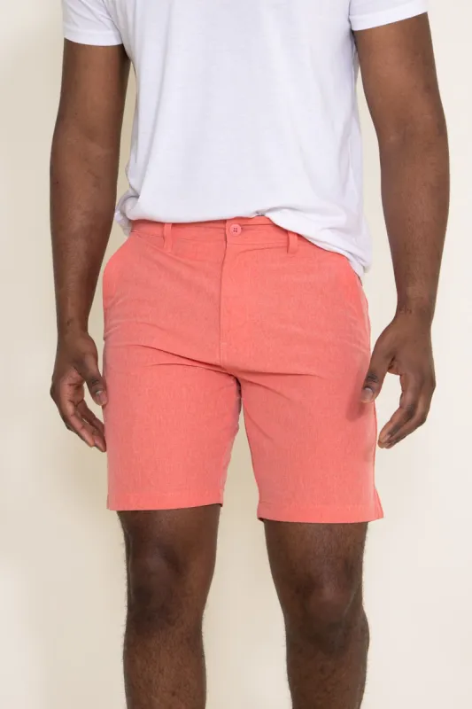 1897 Original 10” Heather Hybrid Shorts for Men in Coral | XH9821S-GL-HEATHERCORAL sold by Glik’s