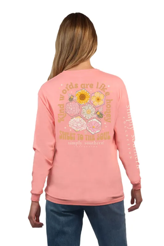 Simply Southern Long Sleeve Kind Word T-Shirt for Women in Reef | LS-KIND-REEF sold by Glik’s